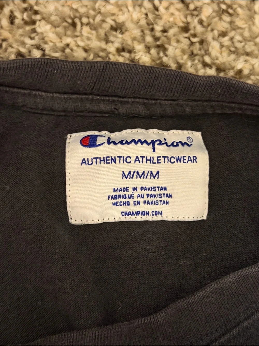 Champion Black Long-Sleeve Script Logo Crewneck